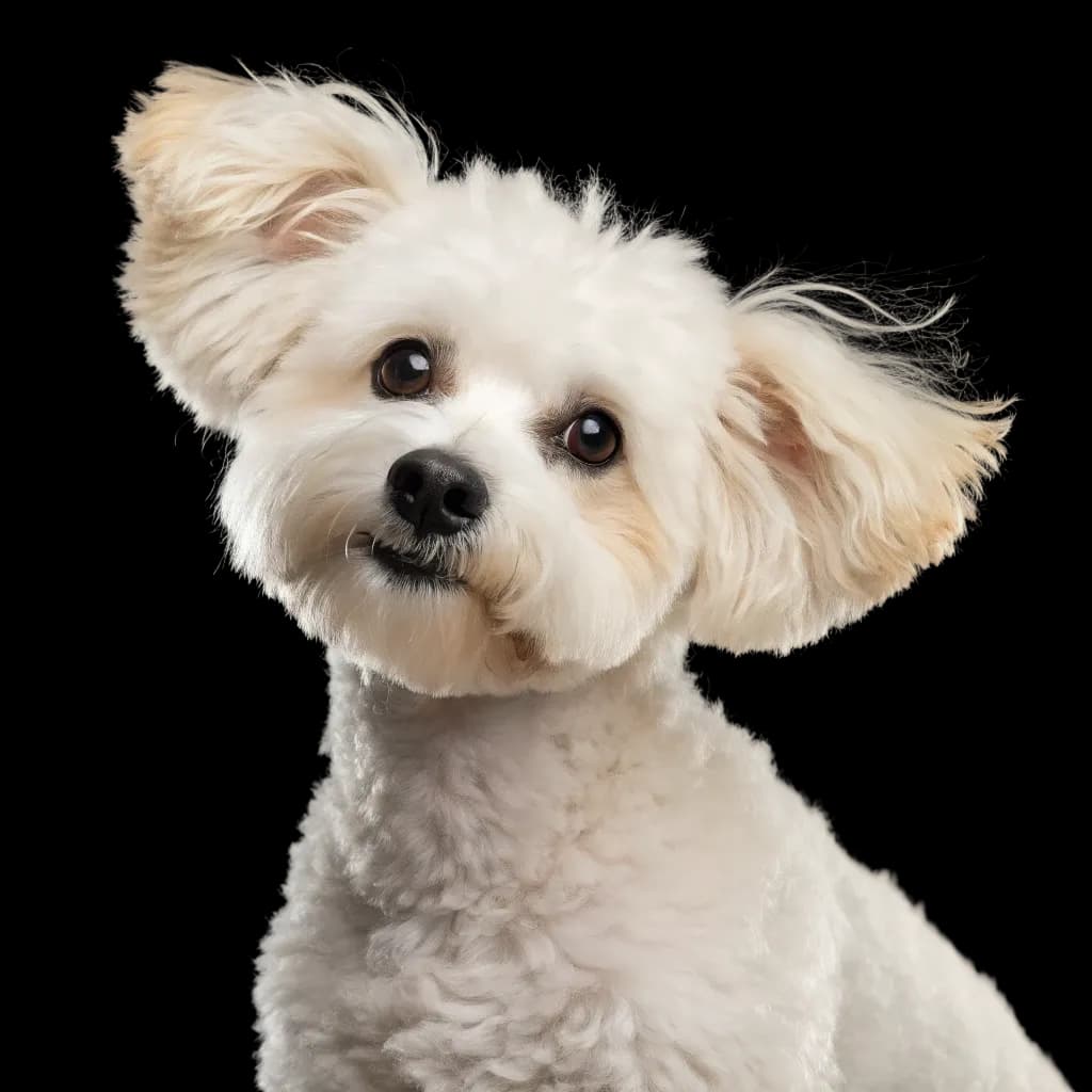 An Eskipoo dog bred from an American Eskimo Dog and a poodle