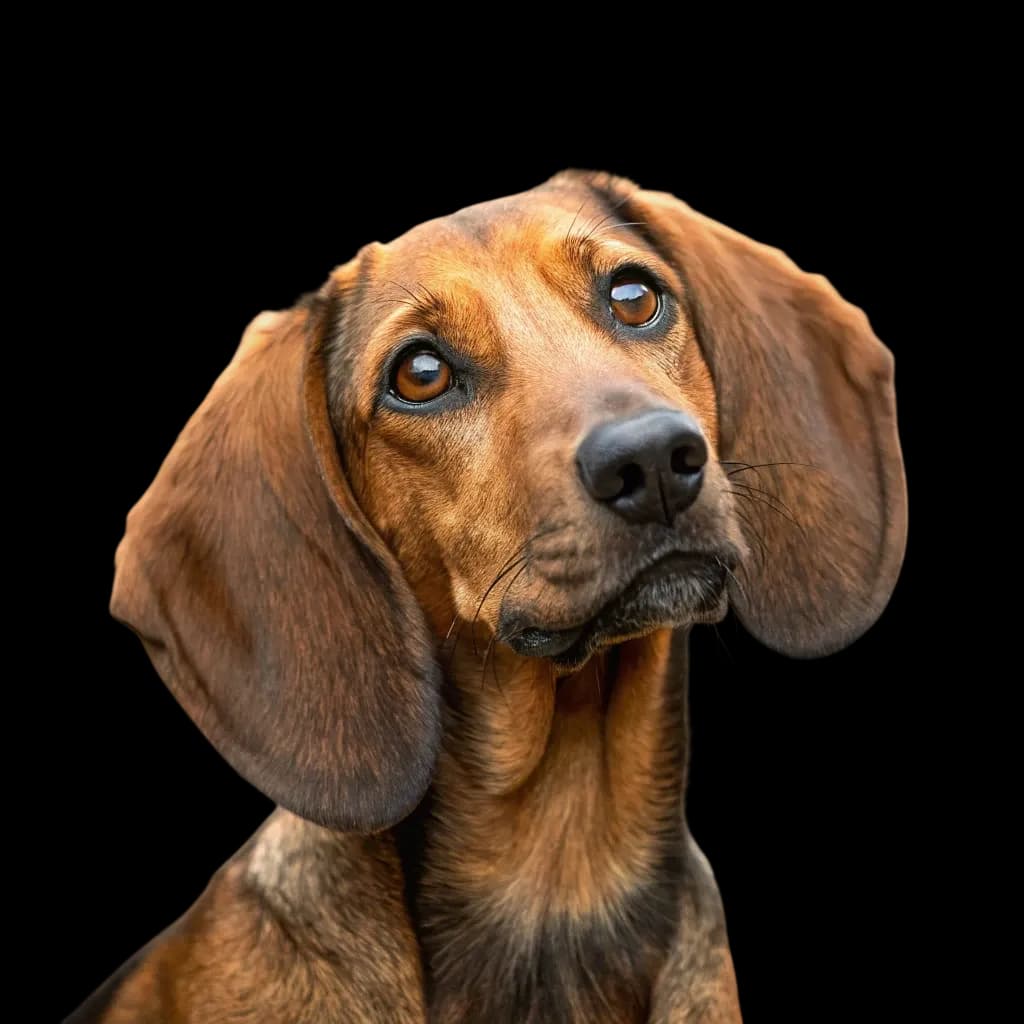 A headshot photo of a Hanoverian Scenthound