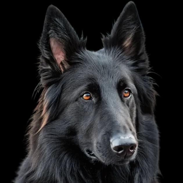 A headshot of a Belgian Sheepdog