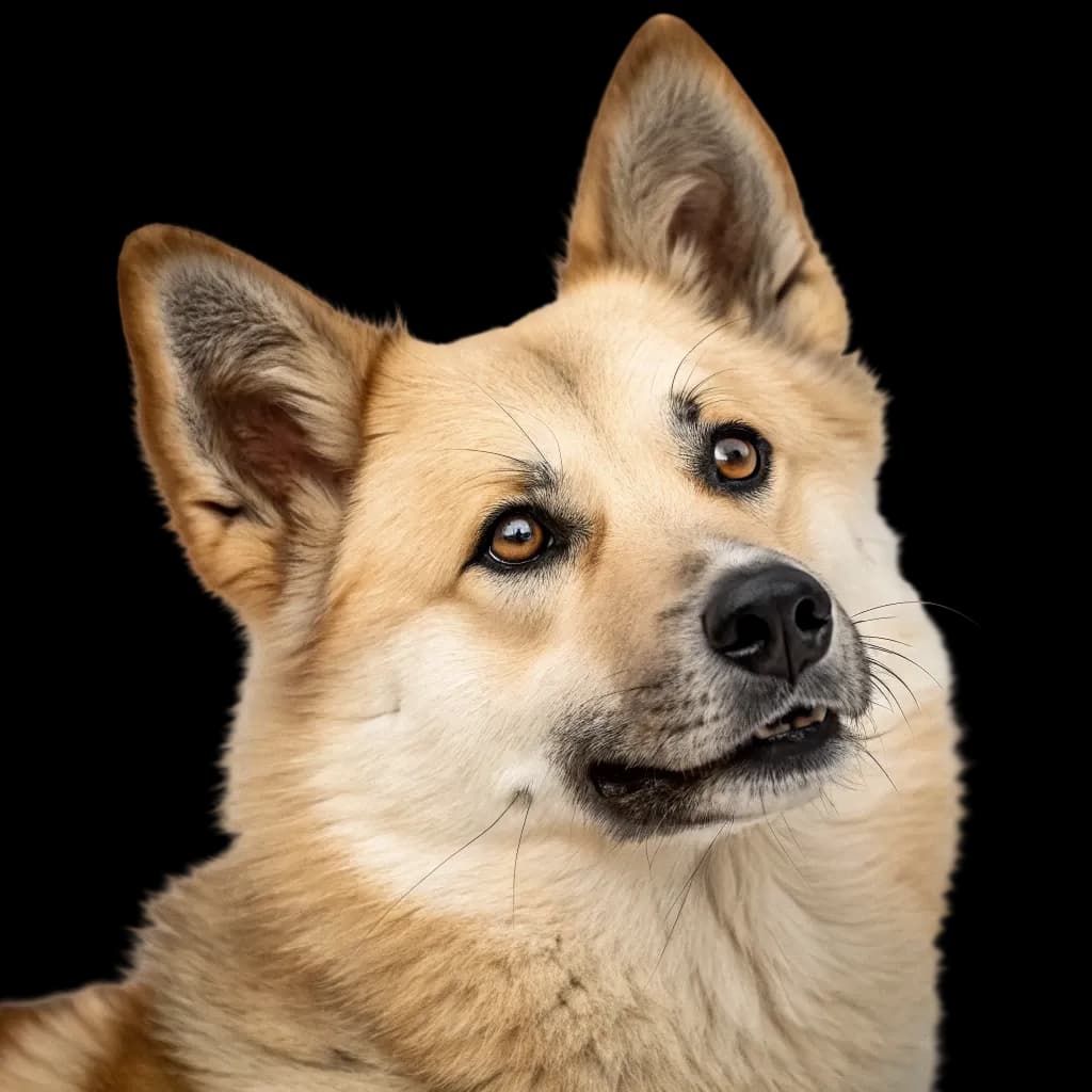 A norwegian Buhund headshot