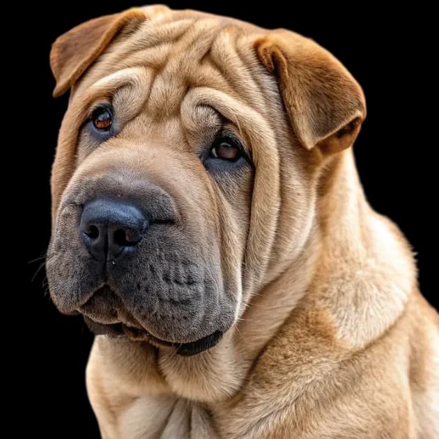 A headshot of a Chinese Shar-Pei
