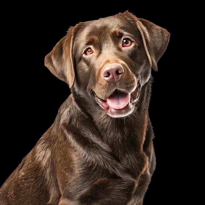 A photo of a beautiful chocolate lab dog