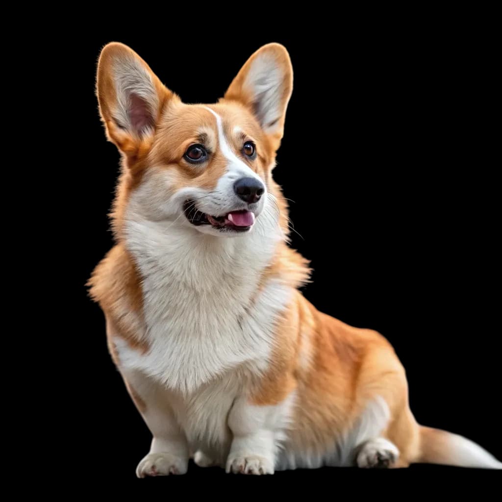 A photo of a Pembroke Welsh Corgi with a white and light brown fur