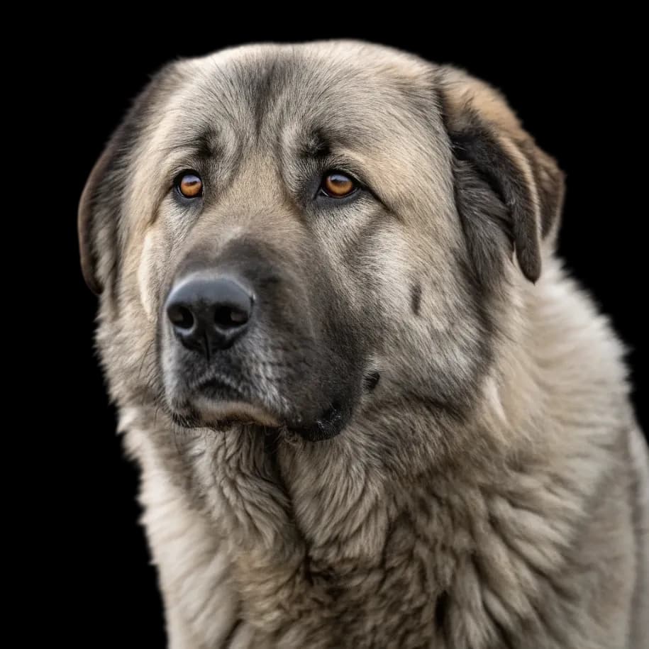 A headshot photo of a Sharr Dog (Sarplaninac)