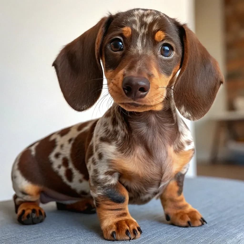 Chocolate Piebald Dachshund photo 3