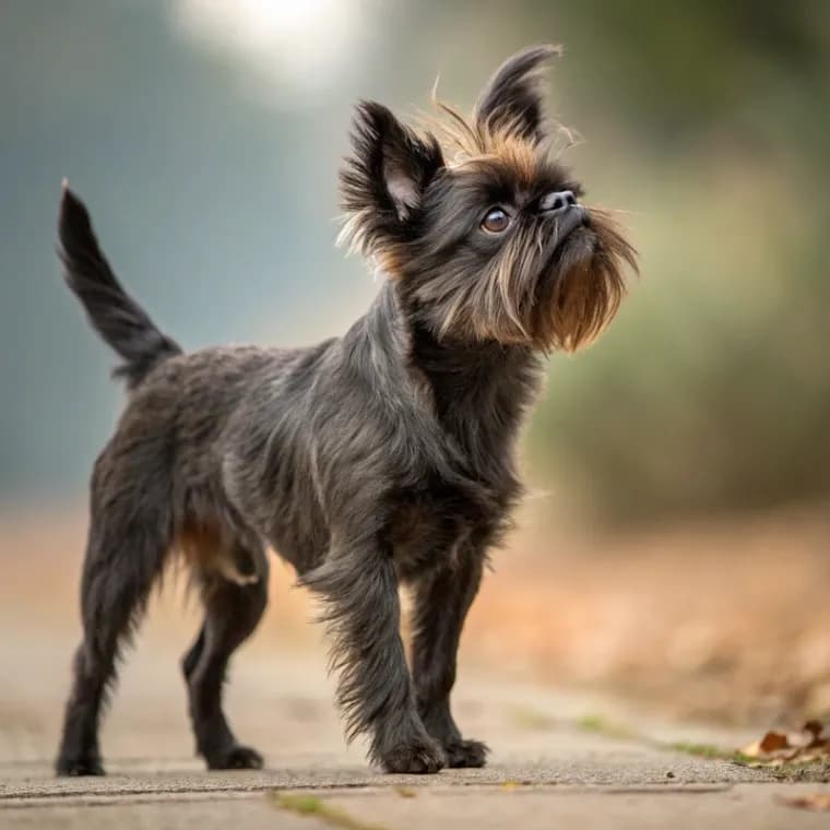 A side profile view of an Affenpinscher dog