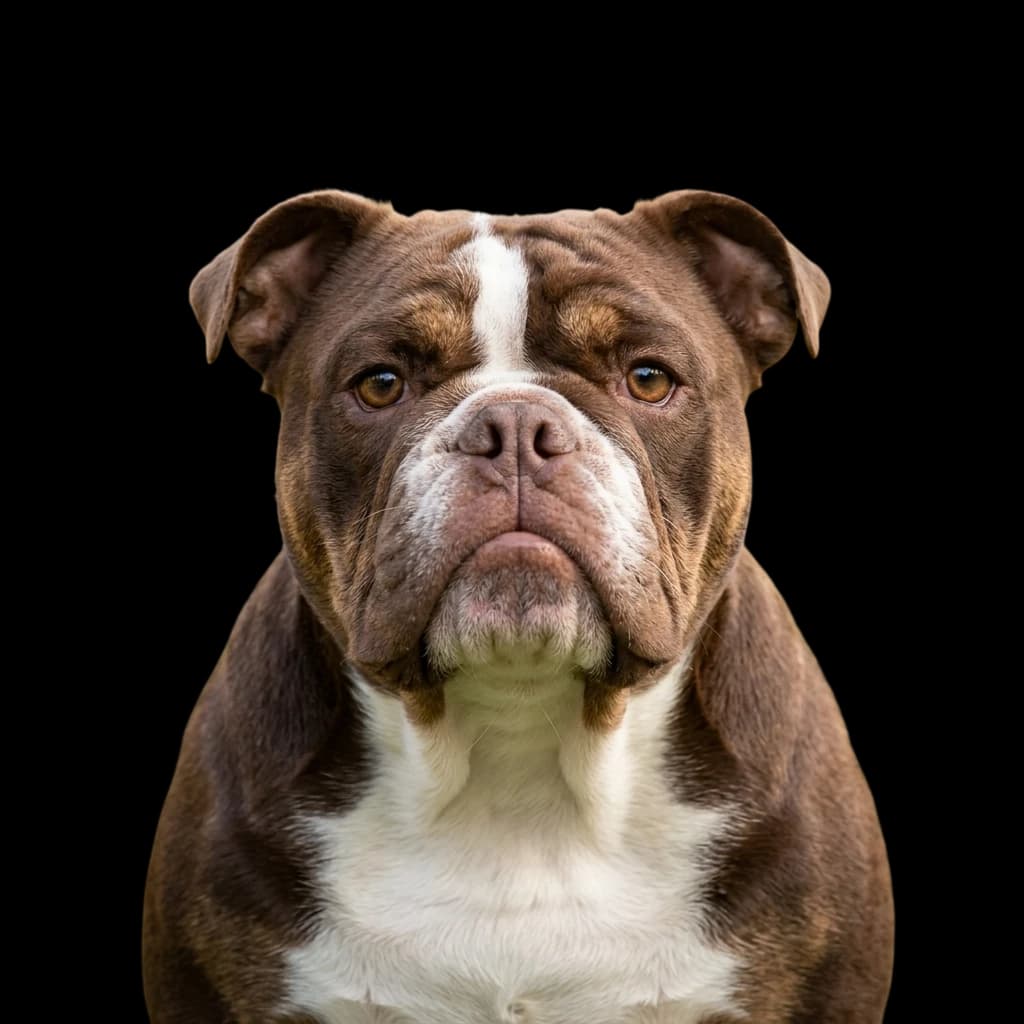 A headshot photo of a Pocket Bulldog