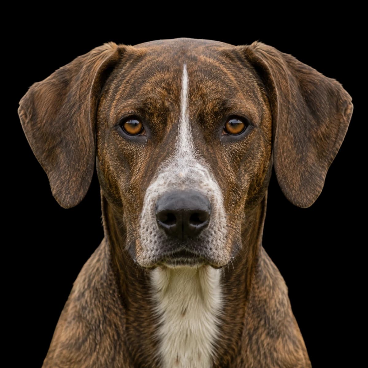 A headshot photo of a Treeing Tennessee Brindle