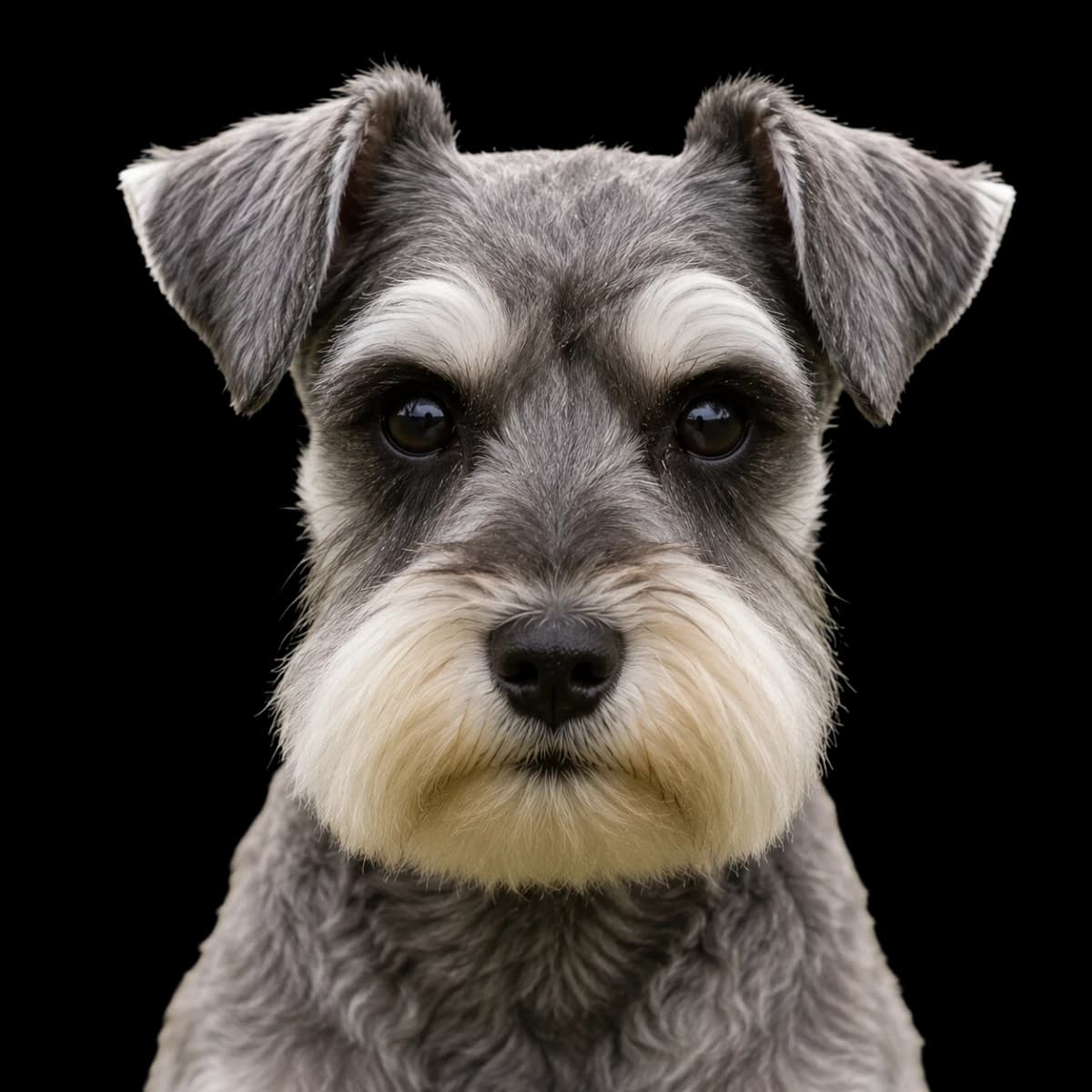 A headshot photo of a Toy Schnauzer