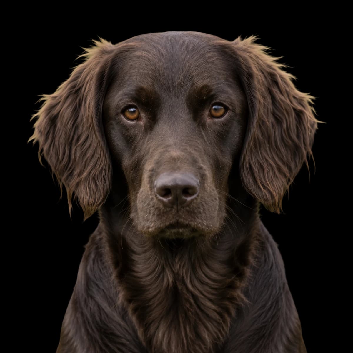A headshot photo of a Springador dog