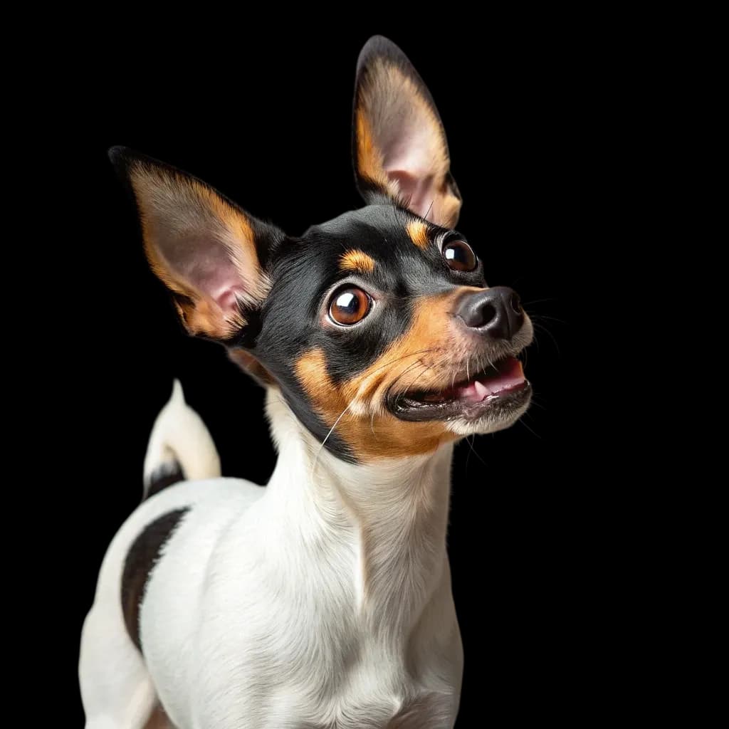 A headshot of a typical Toy Fox Terrier
