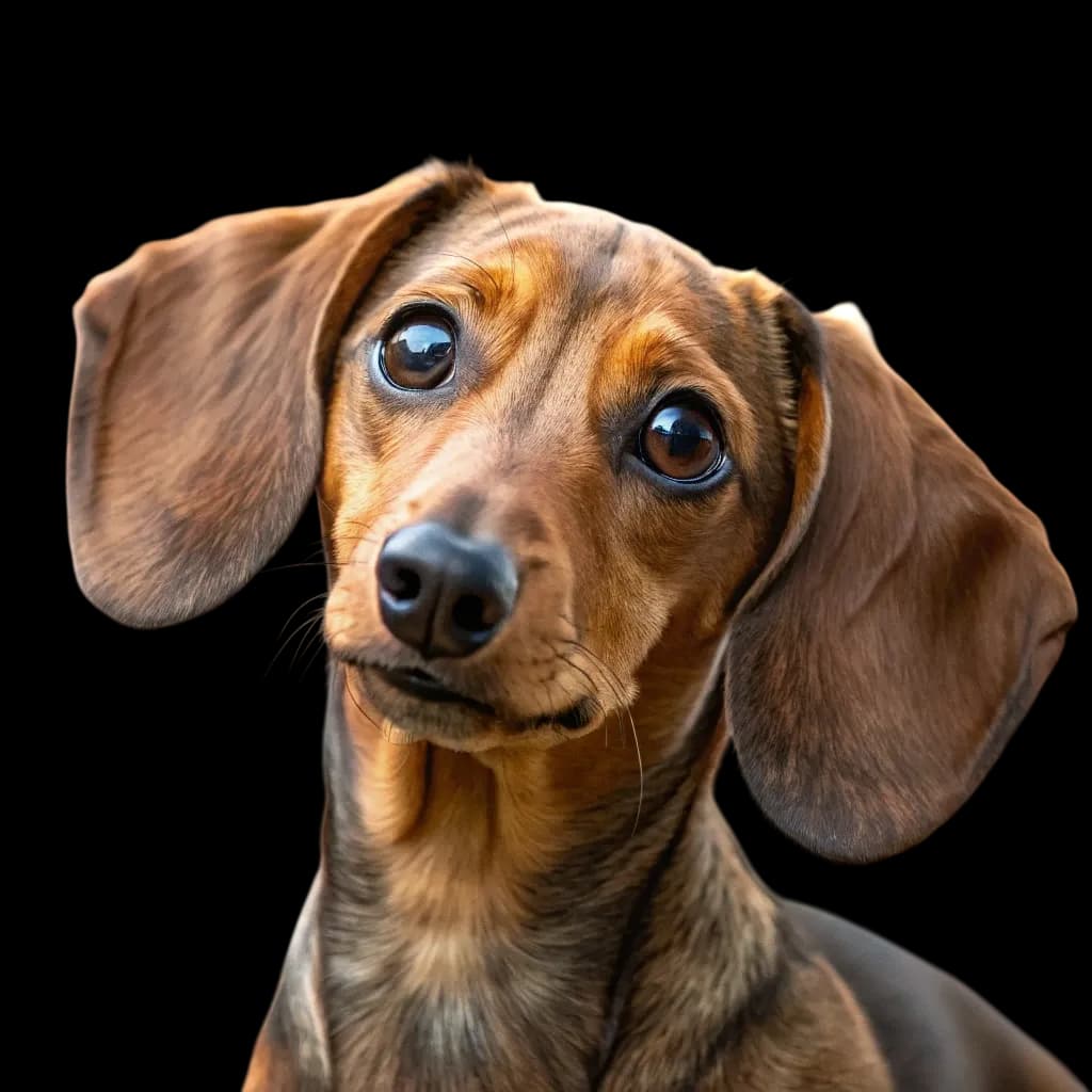 a photo of the face of a mini dachshund dog with a rich brown coat