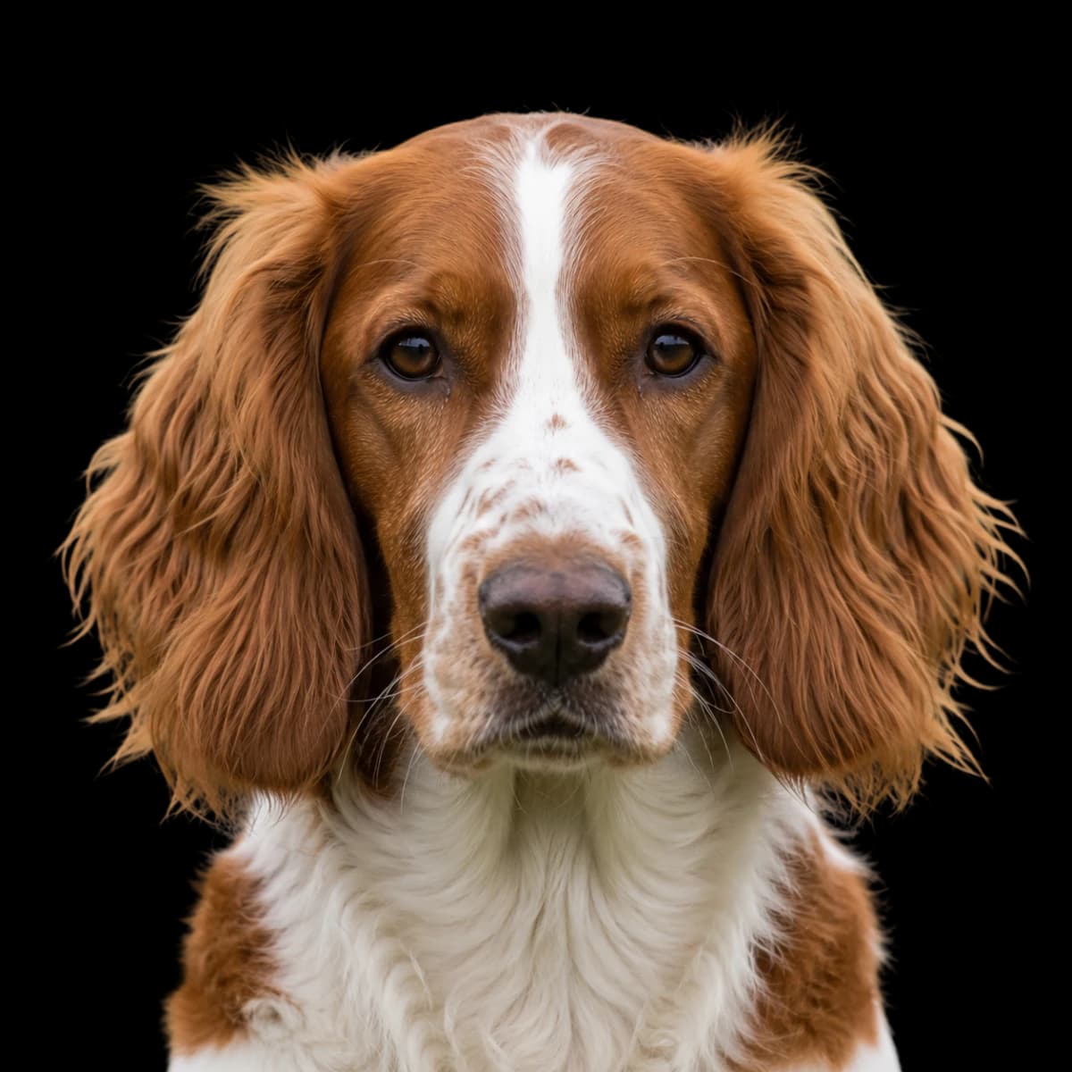 A headshot photo of a Welsh Springer Spaniel