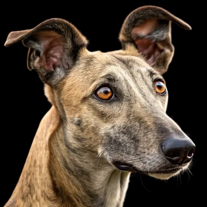A headshot photo of an American Staghound