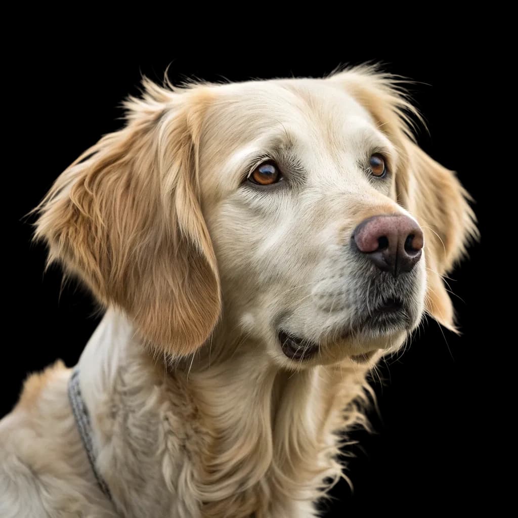 A headshot of a Country Retriever dog